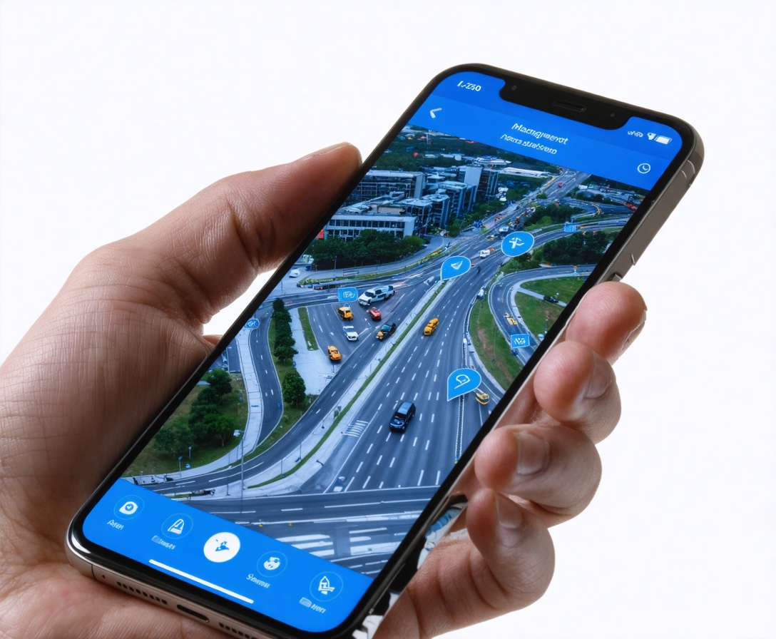 Smartphone displaying complex fleet management interface